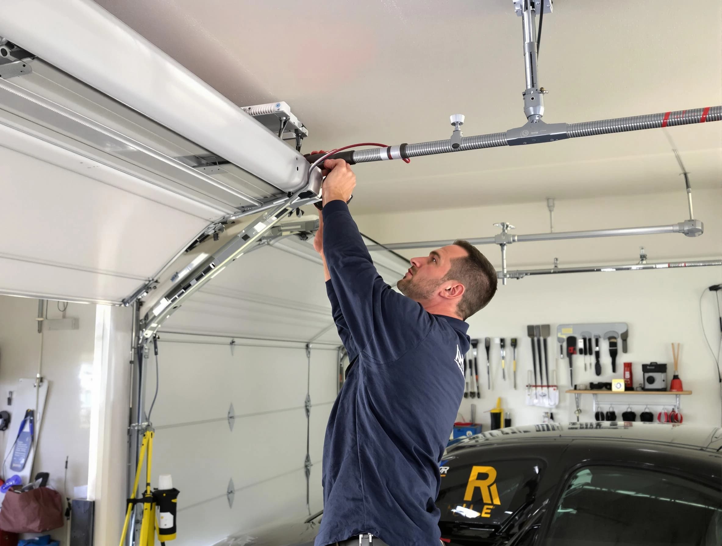 Syracuse Garage Door Repair technician performing garage door cable repair in Syracuse