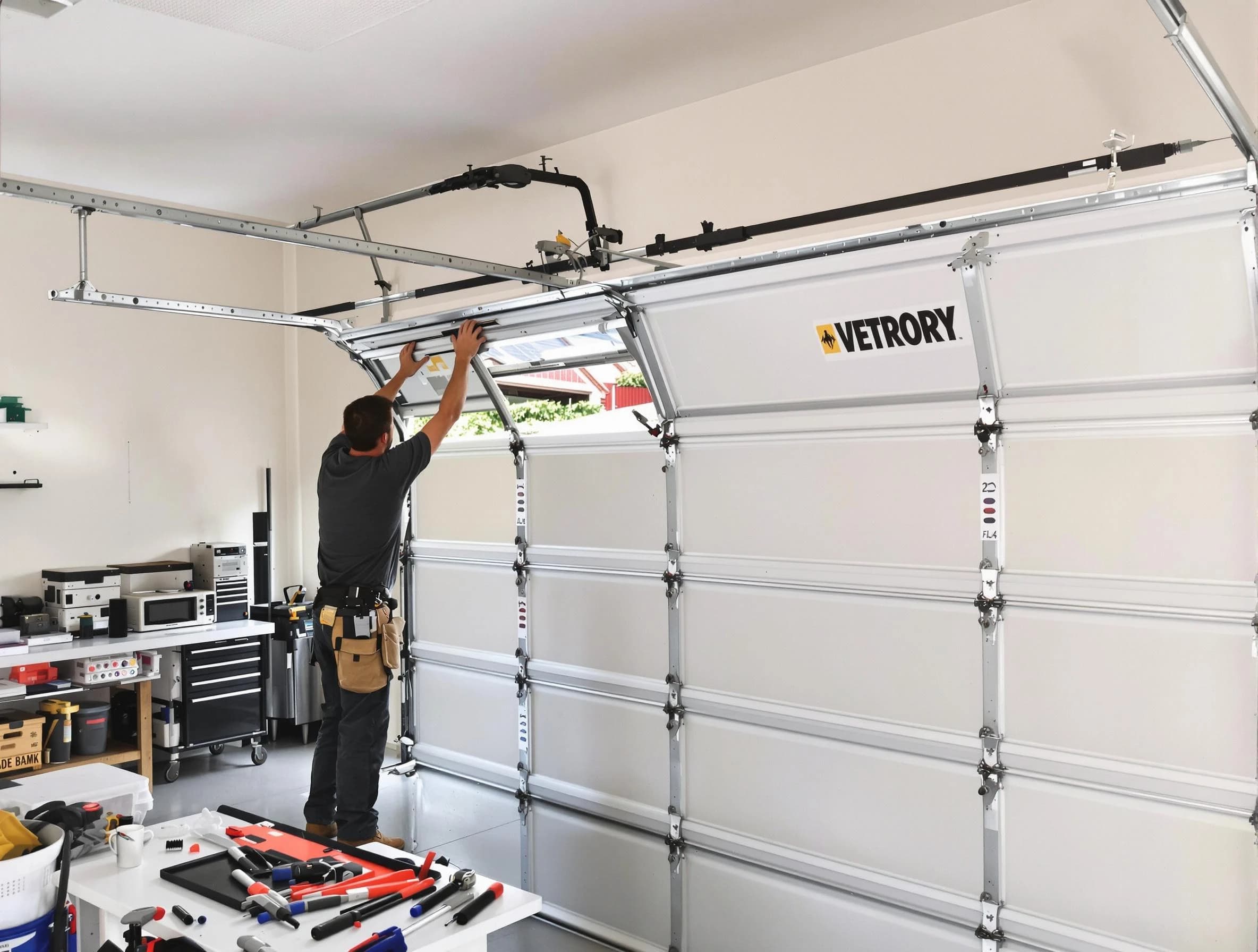 Syracuse Garage Door Repair technician performing section replacement in Syracuse