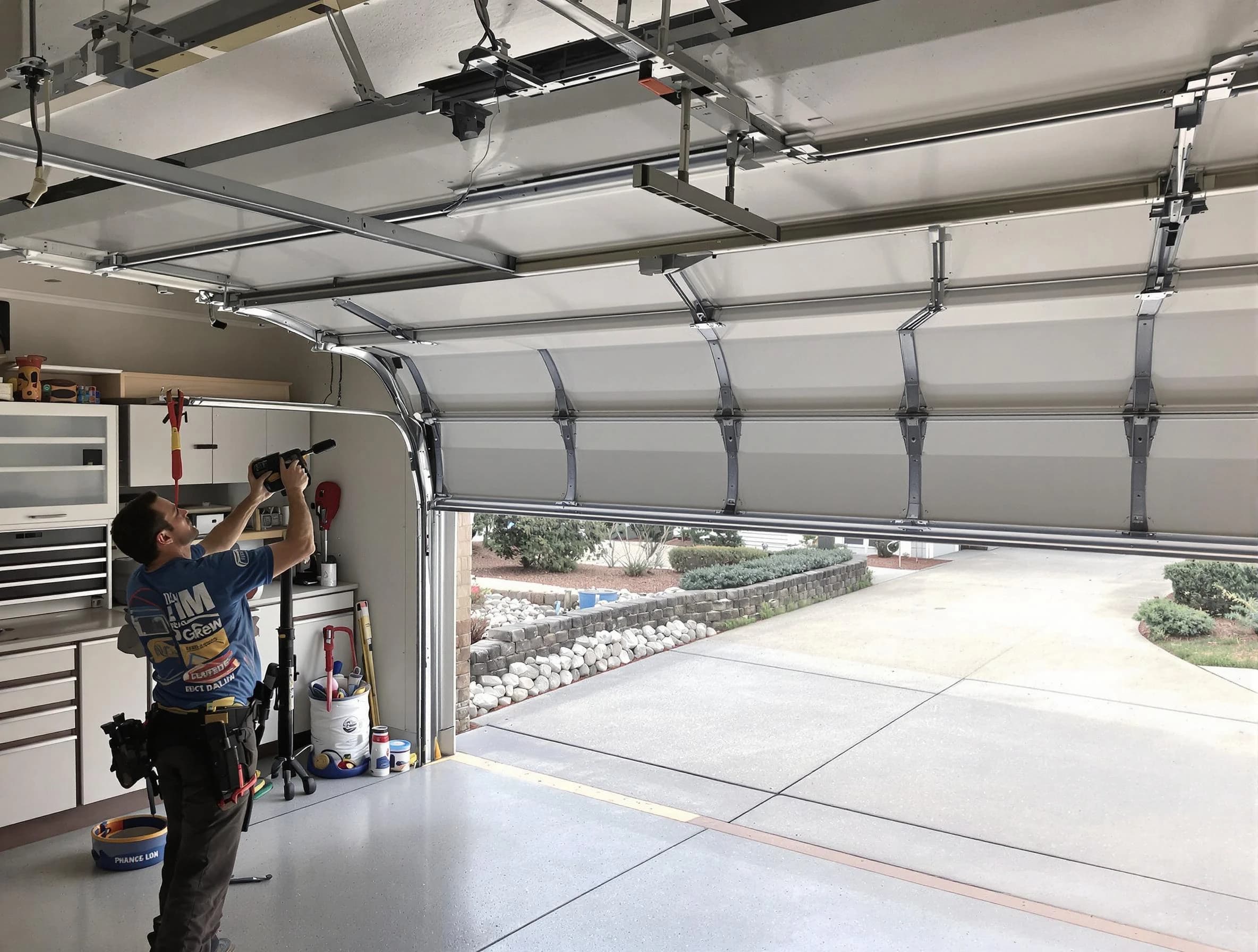 Garage door track repair service by Syracuse Garage Door Repair in Syracuse