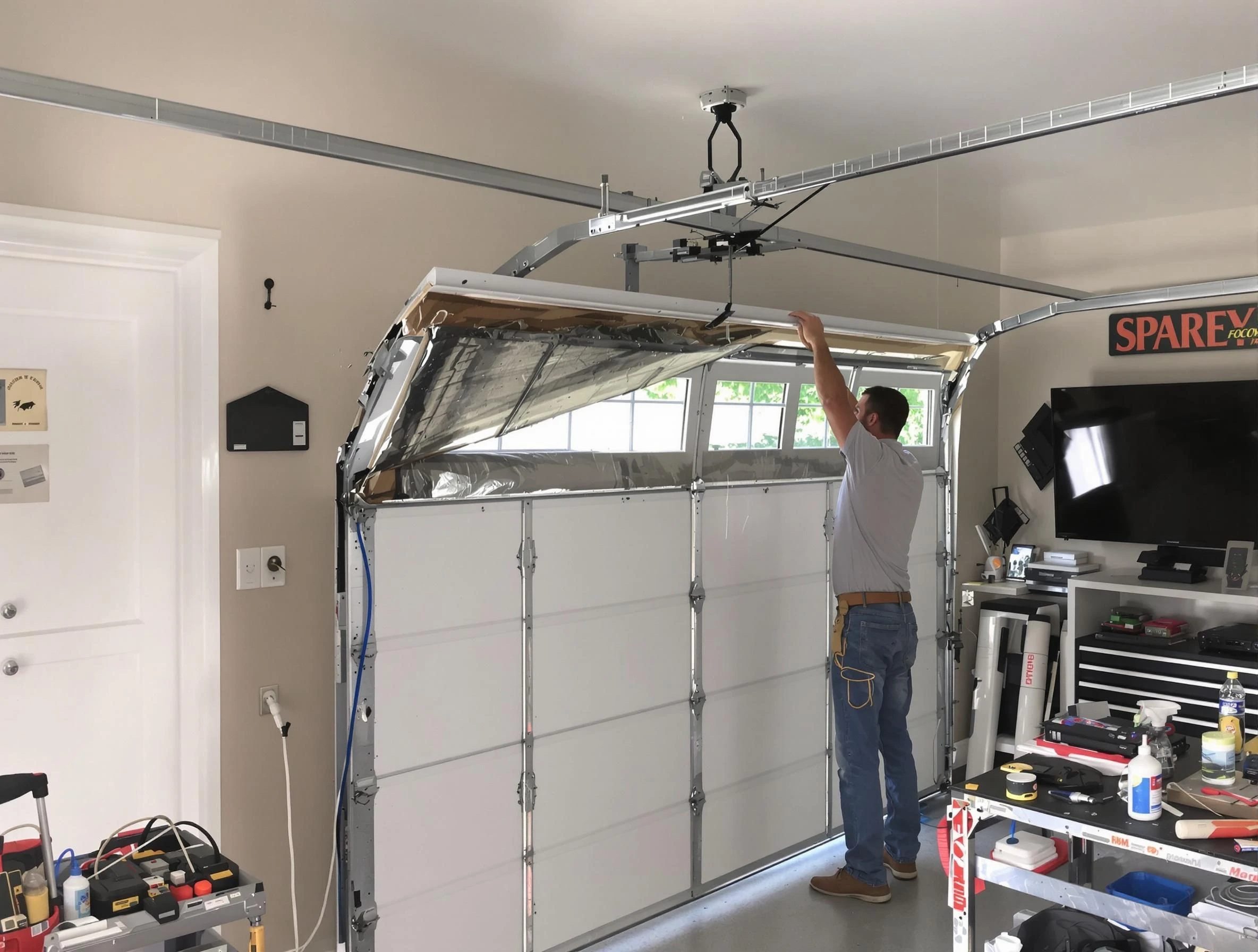Garage door section replacement by Syracuse Garage Door Repair in Syracuse