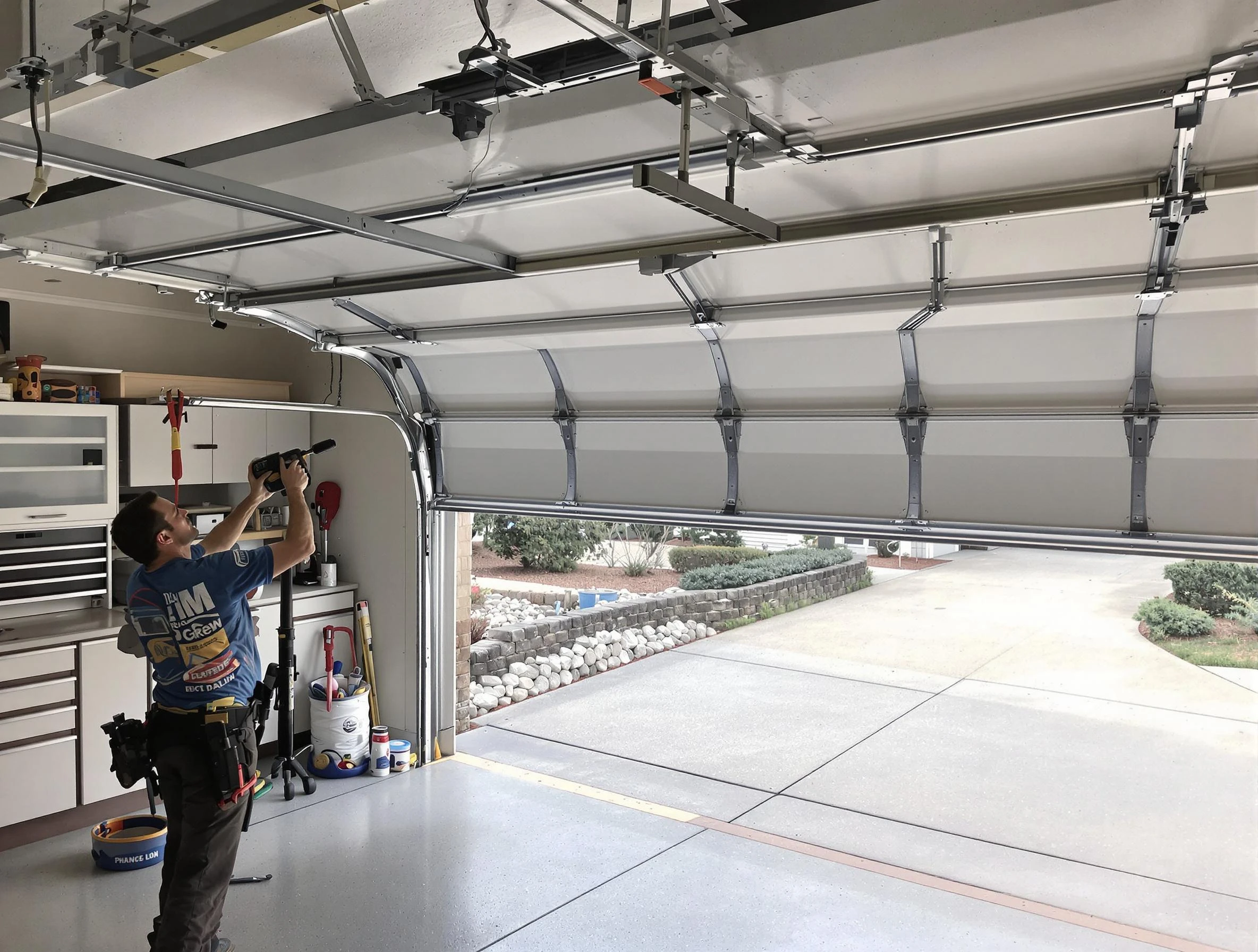 Garage door track repair service by Syracuse Garage Door Repair in Syracuse